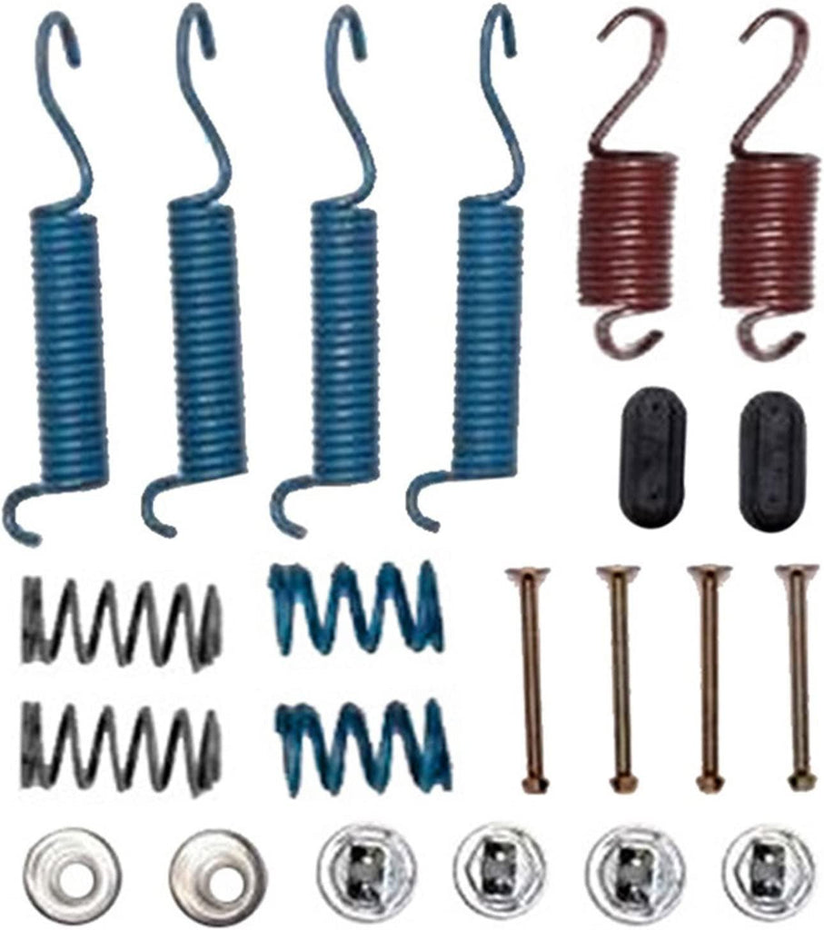 Professional 18K1593 Front Drum Brake Hardware Kit with Springs, Pins, Retainers, and Caps