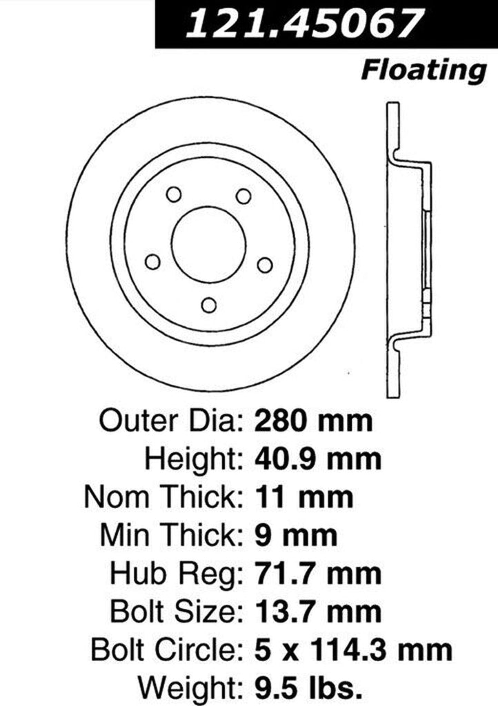 Centric Rear Disc Brake Rotor for 3, 3 Sport (121.45067)