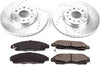 K7409 Front Z23 Carbon Fiber Brake Pads with Drilled & Slotted Brake Rotors Kit