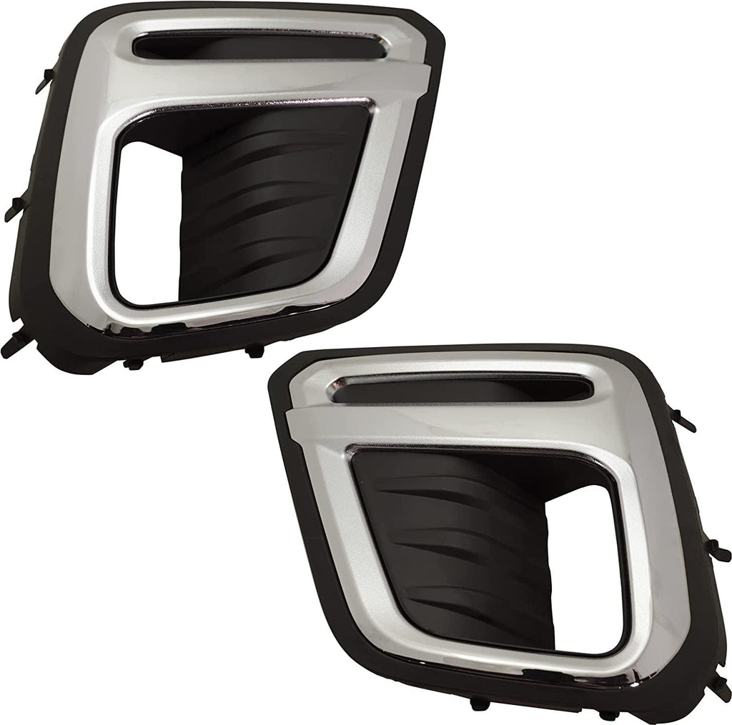 Front Fog Lamp Molding Compatible with 2019-2020 Subaru Forester Set of 2 Passenger and Driver Side Black with Chrome Trim Premier/Touring Models