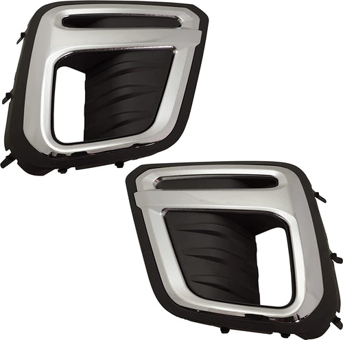 Front Fog Lamp Molding Compatible with 2019-2020 Subaru Forester Set of 2 Passenger and Driver Side Black with Chrome Trim Premier/Touring Models