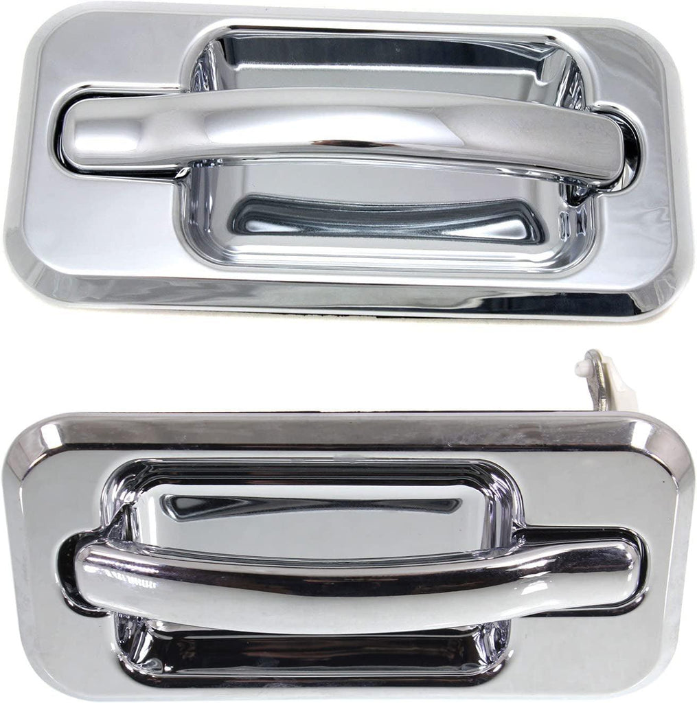 Rear Exterior Door Handle Compatible with 2003-2009 Hummer H2, Set of 2, Driver and Passenger Side, Chrome