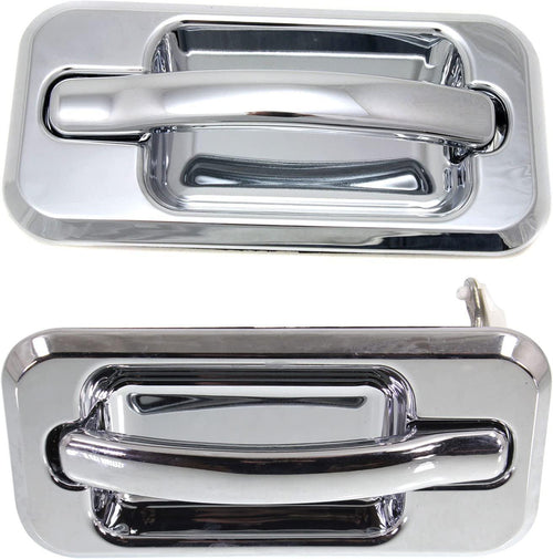Rear Exterior Door Handle Compatible with 2003-2009 Hummer H2, Set of 2, Driver and Passenger Side, Chrome