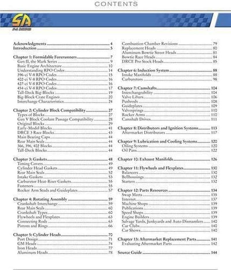 Chevy Chevy 348 396 402 427 454 Big Block Engine Parts Interchange