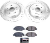 K7528 Rear Z23 Carbon Fiber Brake Pads with Drilled & Slotted Brake Rotors Kit