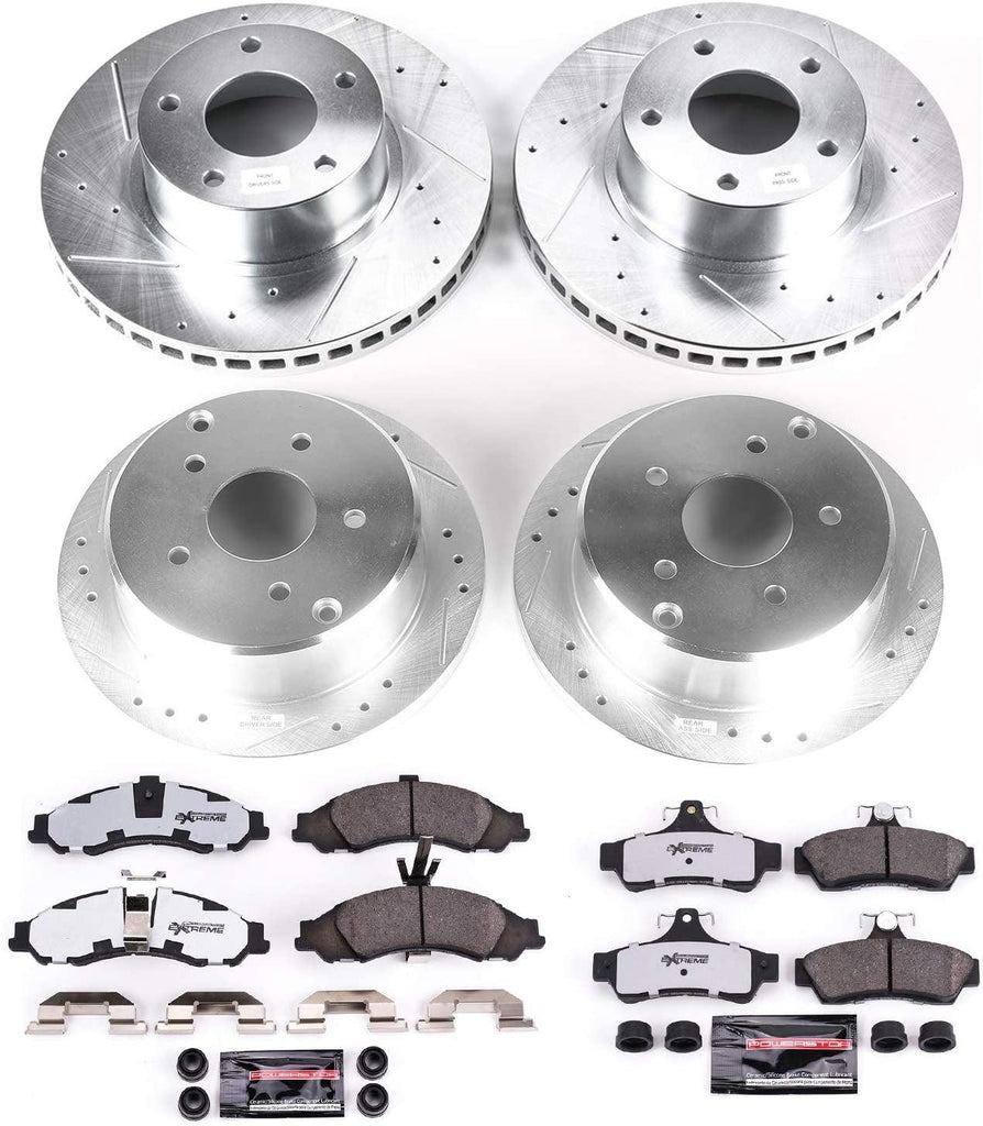 K2889-26 Front and Rear Z26 Carbon Fiber Brake Pads with Drilled & Slotted Brake Rotors Kit