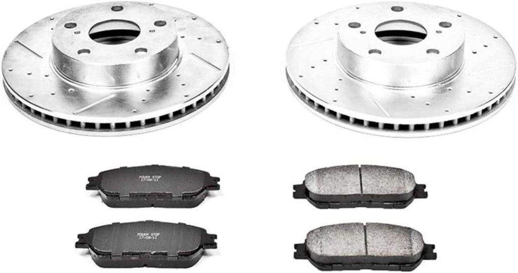 K5431 Front Z23 Carbon Fiber Brake Pads with Drilled & Slotted Brake Rotors Kit