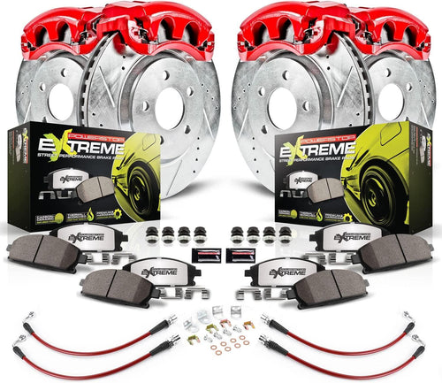 Front and Rear KCH11202-26 Z26 Street Warrior Brake Pad Rotor Caliper and Hose Kit