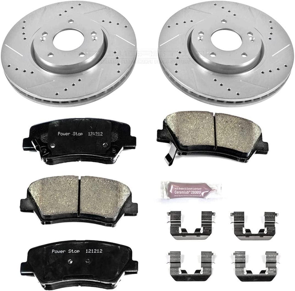 K6306 Front Z23 Carbon Fiber Brake Pads with Drilled & Slotted Brake Rotors Kit