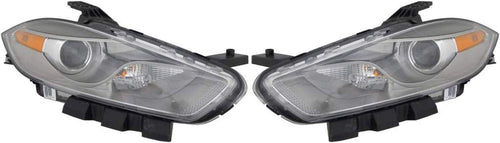Compatible with Dodge Dart Headlight 2013 14 15 2016 Driver and Passenger Side Pair Front Chrome Trim HID Type for CH2518144 | 68081391AE