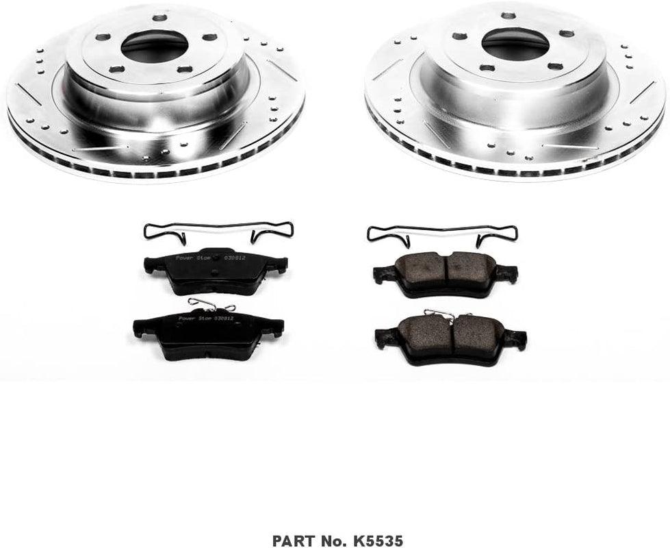 K5535 Rear Z23 Carbon Fiber Brake Pads with Drilled & Slotted Brake Rotors Kit