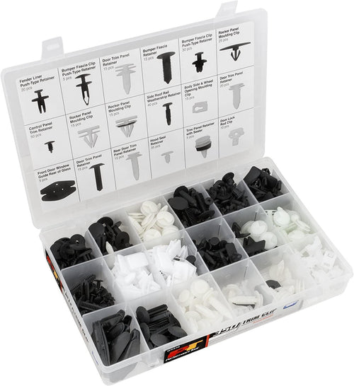 W5240 350Pc GM Trim Clip Assortment | Trim Clips for Doors, Bumpers, Paneling & More | Most Popular Sizes for General Motors | Case & Picture Insert for Quick Part Identification