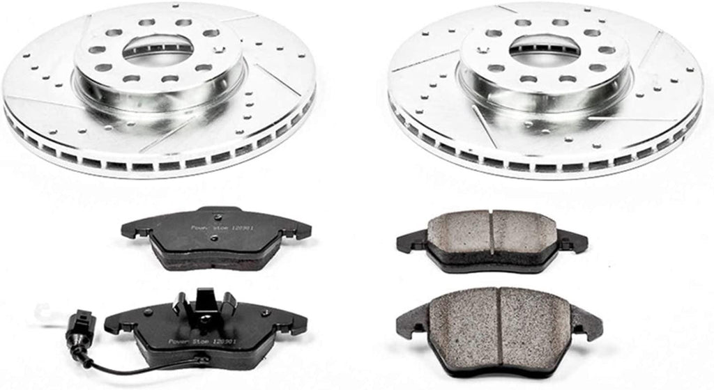 K4623 Front Z23 Carbon Fiber Brake Pads with Drilled & Slotted Brake Rotors Kit