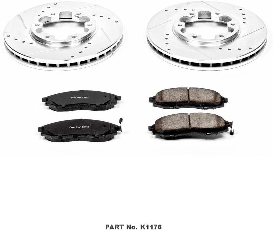 K1176 Front Z23 Carbon Fiber Brake Pads with Drilled & Slotted Brake Rotors Kit