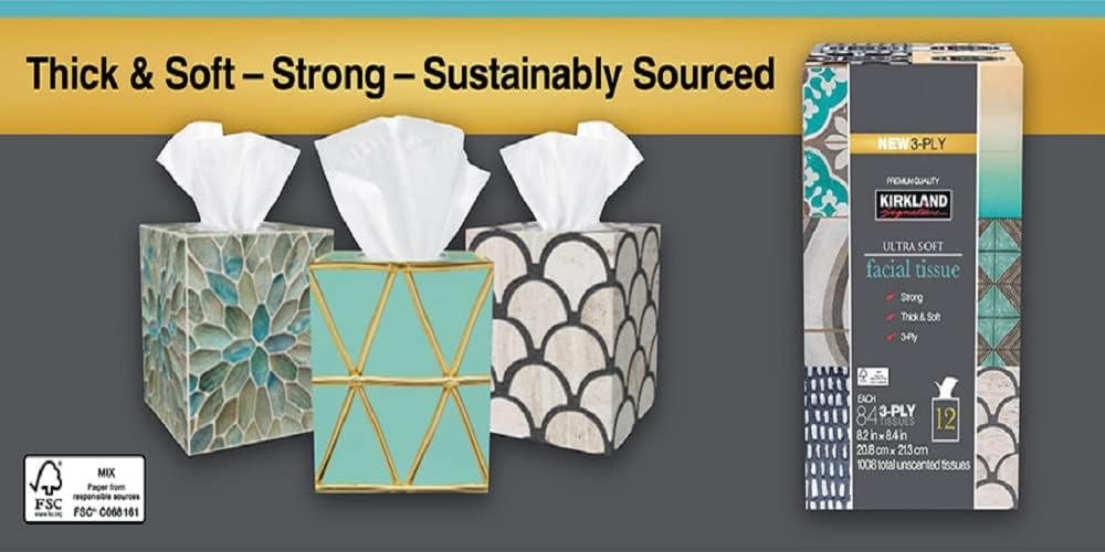 Kirkland Signature Facial Tissue, 3-Ply, 84 Count (12 Pack)
