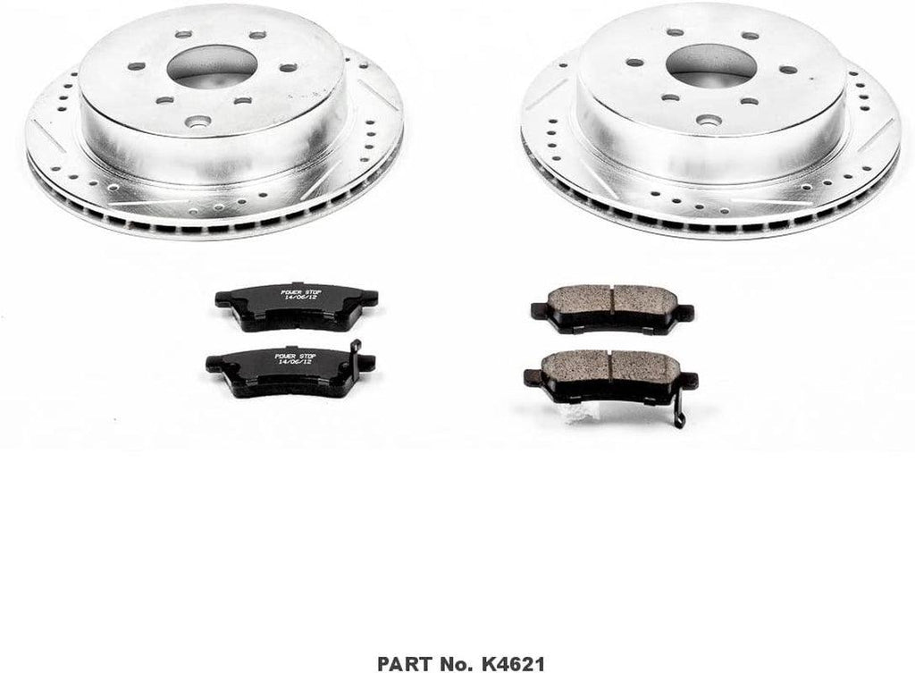 K4621 Rear Z23 Carbon Fiber Brake Pads with Drilled & Slotted Brake Rotors Kit