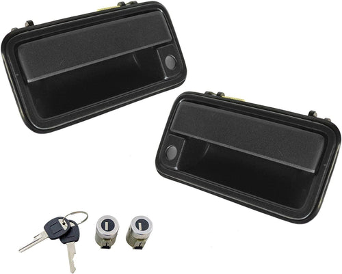 Front Black Exterior outside Door Handle with Lock Cylinder Kit Compatible with CK Truck