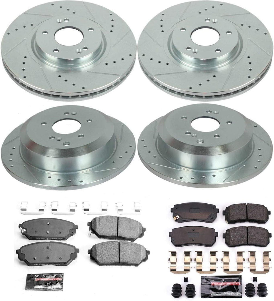 K5919 Front and Rear Z23 Carbon Fiber Brake Pads with Drilled & Slotted Brake Rotors Kit