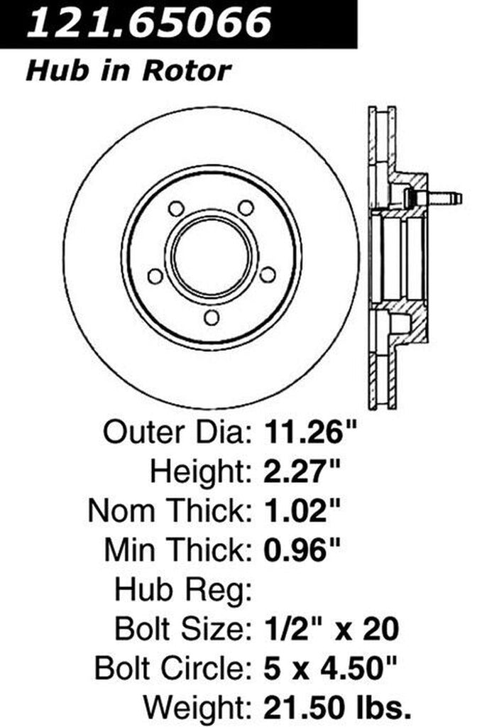 Centric Front Disc Brake Rotor for 1995-1997 Ford Ranger (121.65066)
