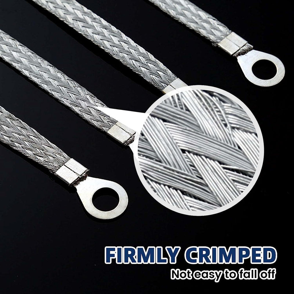 Universal Automotive Ground Strap 3 Pcs 10" X 1/2", 3 Pcs 12" X 1/2" and 2 Pcs 13" X 1/2", Flat Braided Copper Ground Strap, Tinned Copper Vehicle Engine Ground Strap for Most Cars