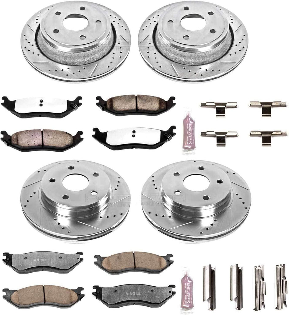 K2166-36 Front and Rear Z36 Truck & Tow Brake Kit, Carbon Fiber Ceramic Brake Pads and Drilled/Slotted Brake Rotors