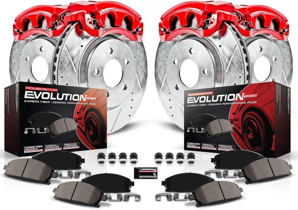 KC4338 Z23 Evolution Sport 1-Click Brake Kit with Powder Coated Calipers (Brake Pads, Drilled/Slotted Rotors)