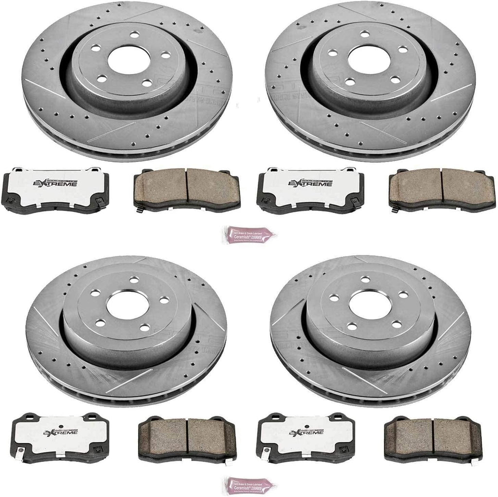 K2876-26 Front and Rear Z26 Carbon Fiber Brake Pads with Drilled & Slotted Brake Rotors Kit