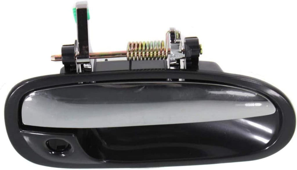 for Honda Civic Exterior Door Handle Front, Passenger Side Smooth Black Bezel with Chrome Lever (1996-2000) | with Key Hole| Trim:All Submodels