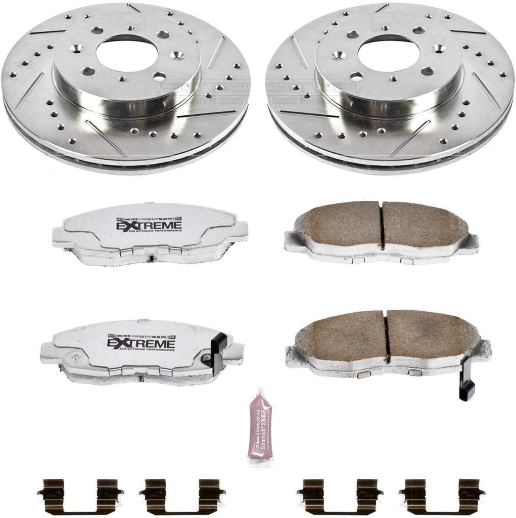 K690-26 Front Z26 Carbon Fiber Brake Pads with Drilled & Slotted Brake Rotors Kit