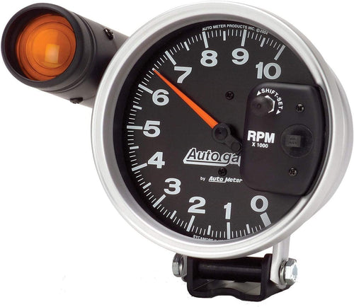 233904 Autogage Monster Shift-Lite Tachometer Black Dial/Silver Bezel, 5.000 In.