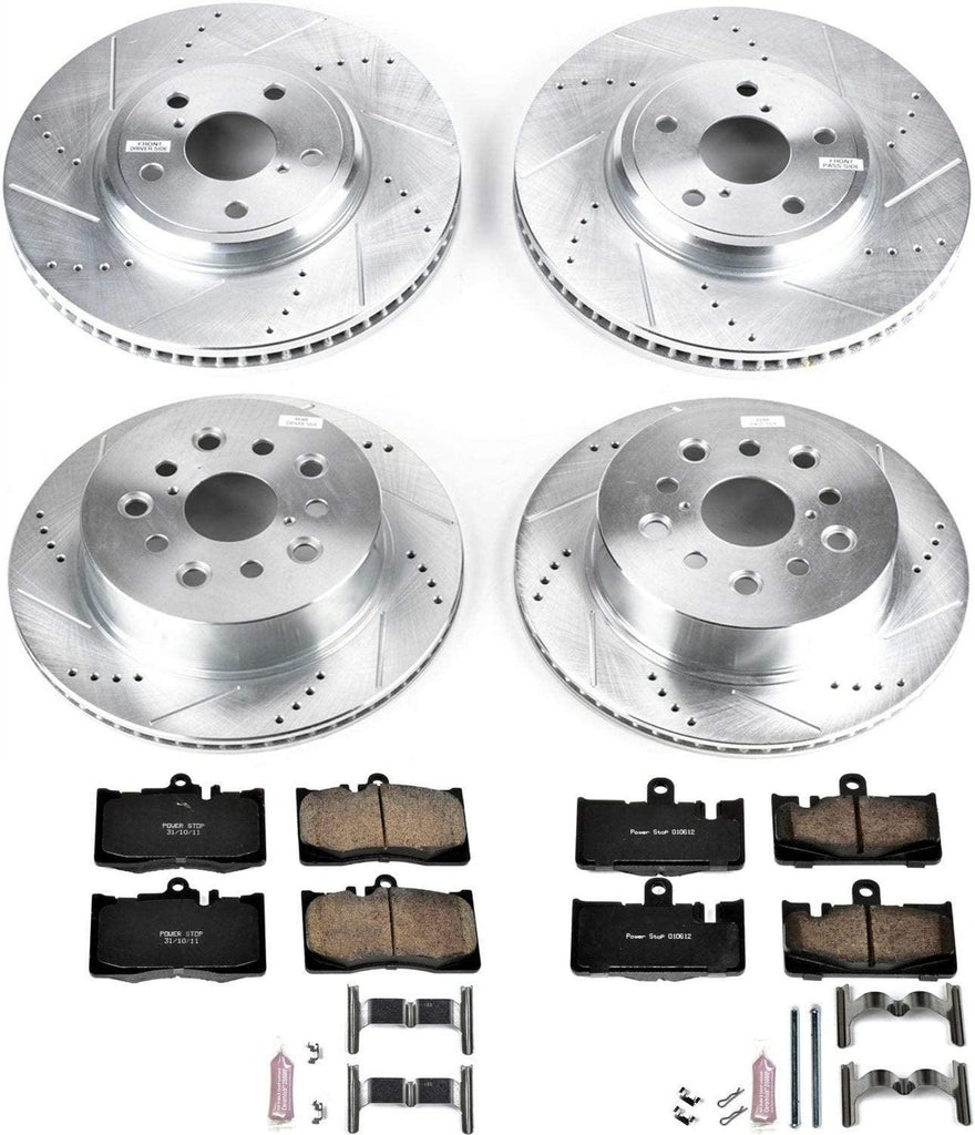 K4462 Front and Rear Z23 Daily Driver Carbon-Fiber Ceramic Brake Pads and Drilled and Slotted Rotors Kit