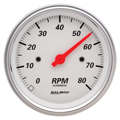 3-3/8 in. IN-DASH TACHOMETER 0-8000 RPM ARCTIC WHITE - greatparts