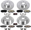 K6113 Front and Rear Z23 Carbon Fiber Brake Pads with Drilled & Slotted Brake Rotors Kit