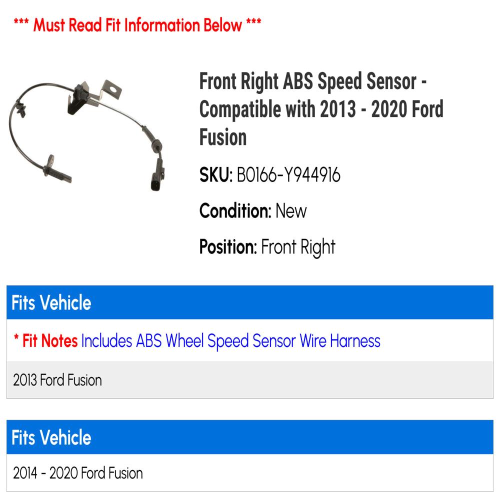 Front Right ABS Speed Sensor - Compatible with 2013 - 2020 Ford Fusion 2014 2015 2016 2017 2018 2019