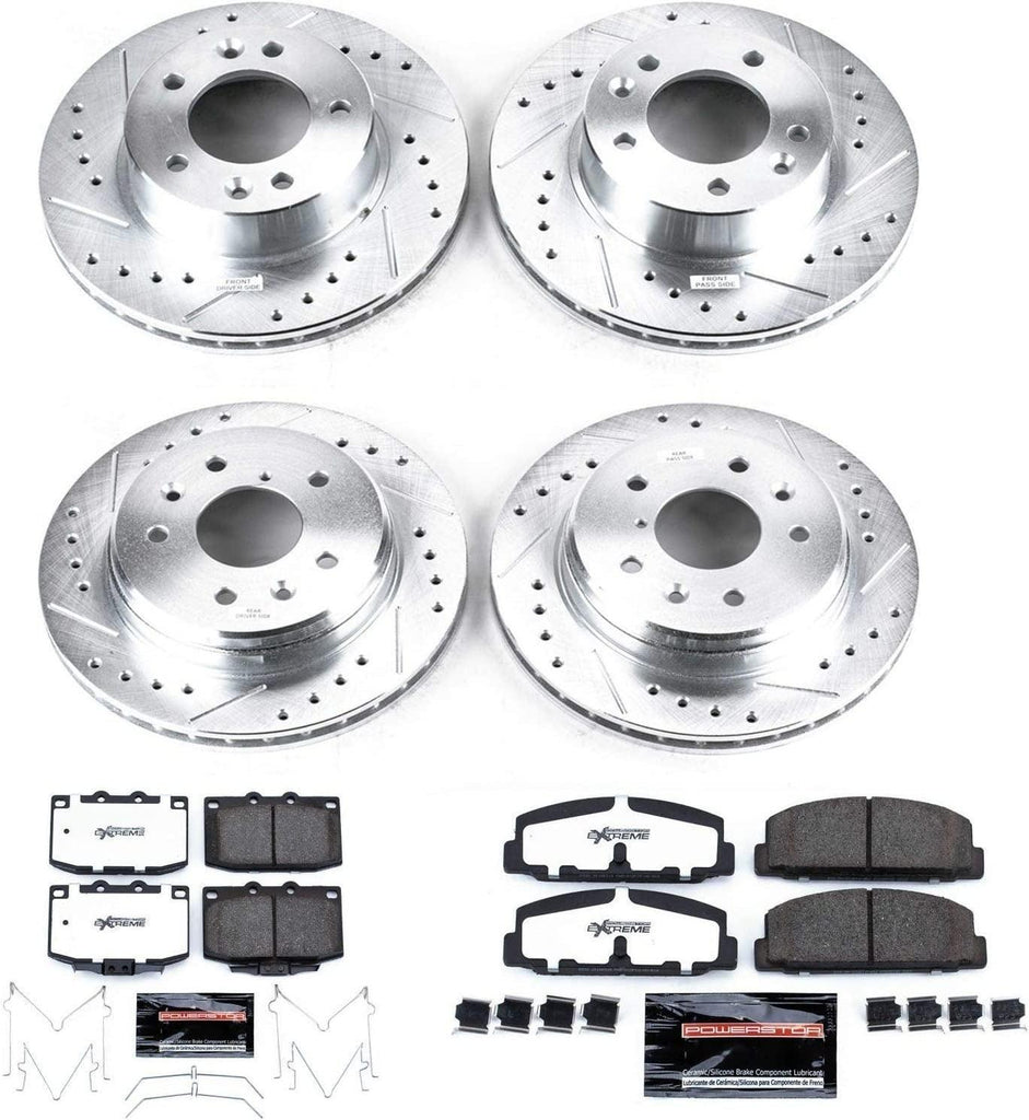 K471-26 Front and Rear Z26 Carbon Fiber Brake Pads with Drilled & Slotted Brake Rotors Kit