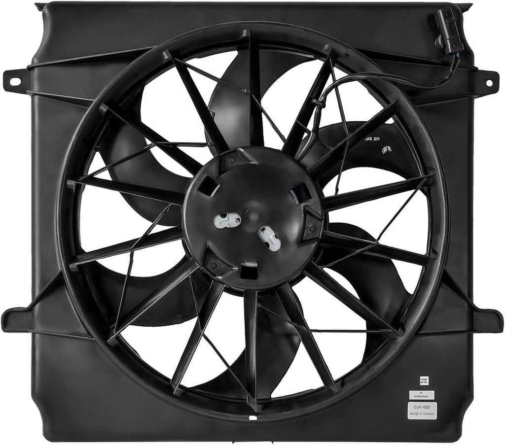 OEM-RF-0039 Factory Style Radiator Cooling Fan Assembly Cooling Efficiency Improved Direct Replacement [Compatible with Jeep Liberty 2002-2007 3.7L Engines] , Black