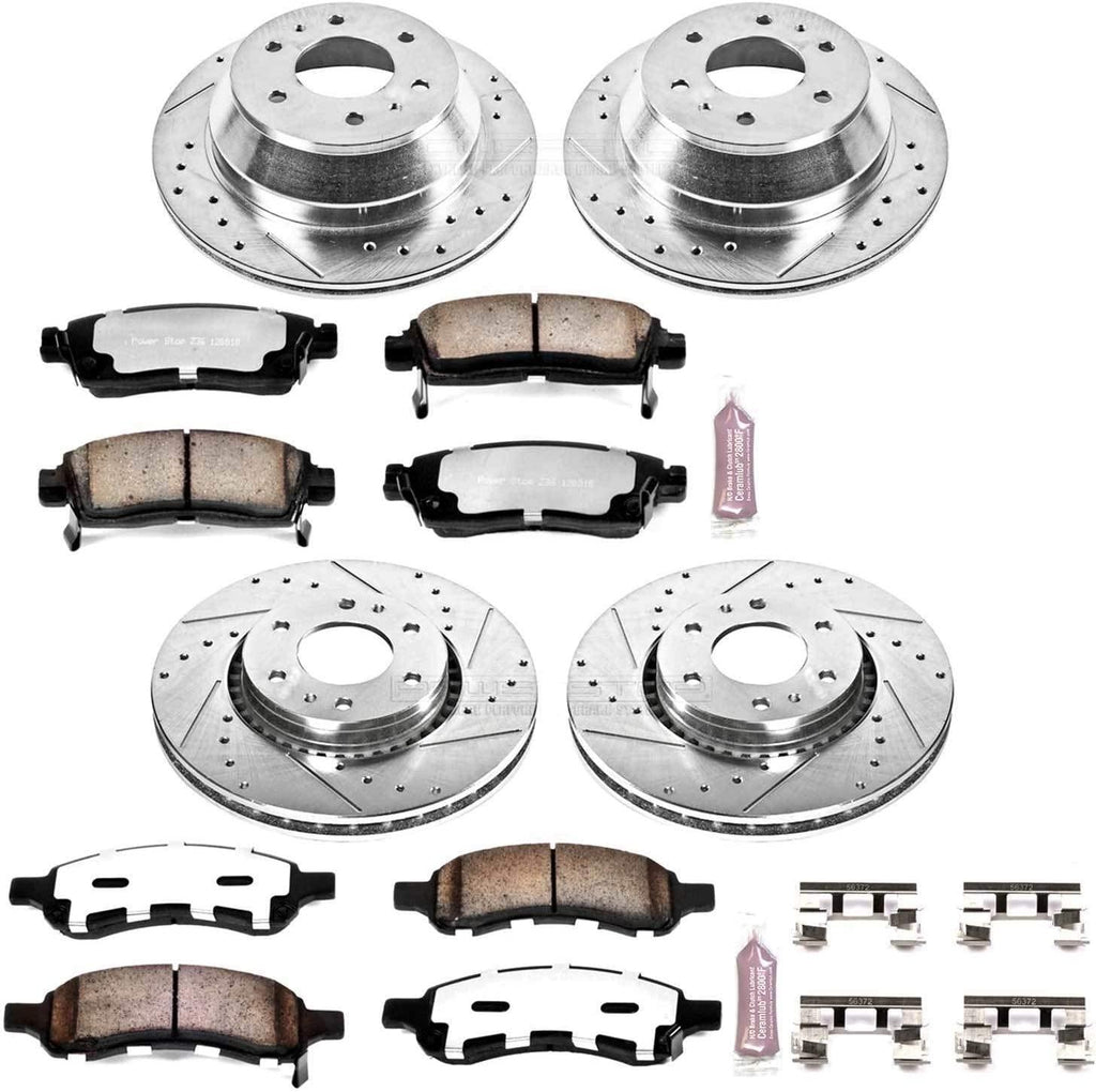 K2060-36 Front and Rear Z36 Truck & Tow Brake Kit, Carbon Fiber Ceramic Brake Pads and Drilled/Slotted Brake Rotors