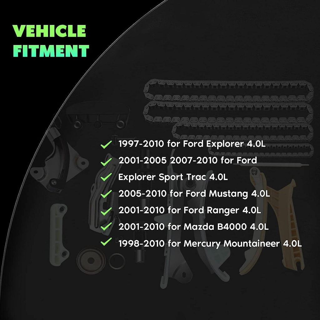 Timing Chain Kit for 2005-2010 Ford Mustang 1997-2010 Ford Explorer 1998-2010 Mercury Mountaineer 2001-2008 Mazda B4000 4.0L V6