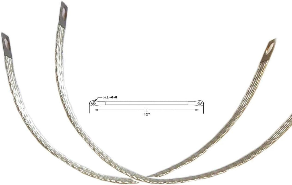 NANSH Automotive Engine Grounding Braided Flat Tinned Copper Straps 1/2" Width (12" Length 2PCS)