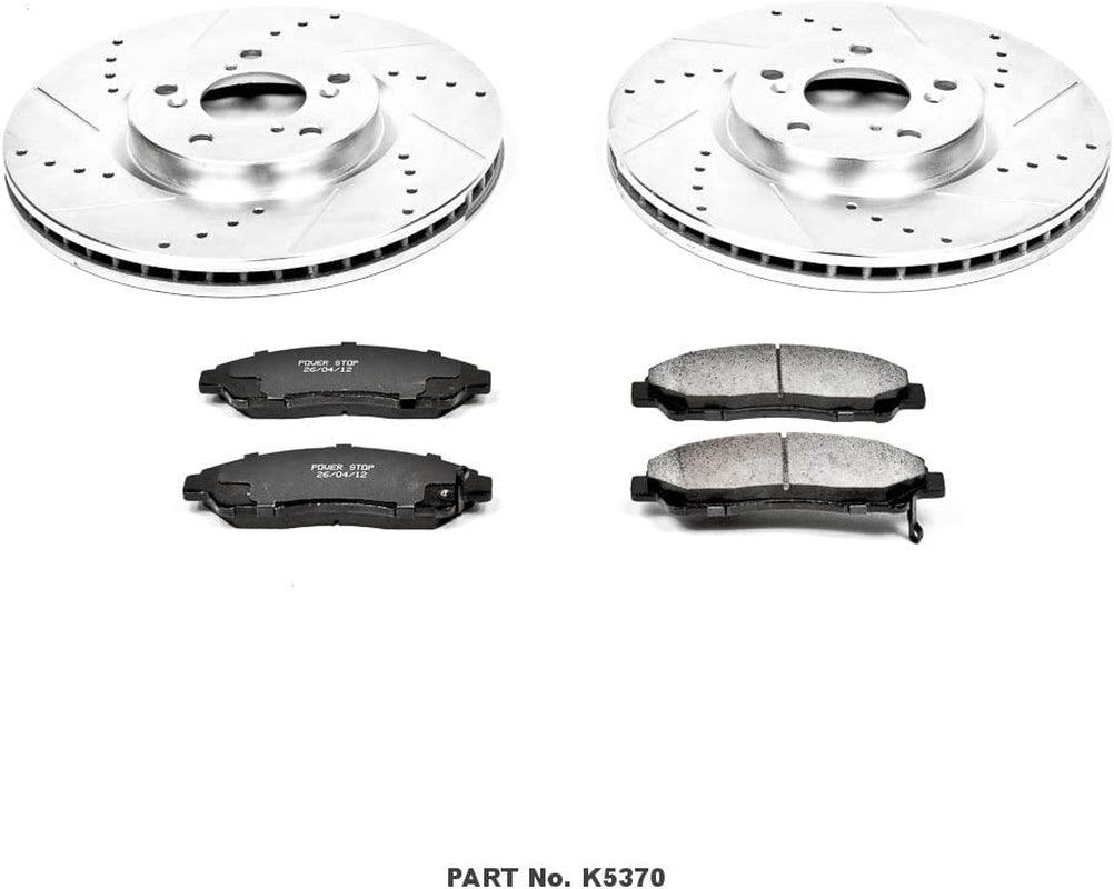 Power Stop K5370 Front Z23 Carbon Fiber Brake Pads with Drilled & Slotted Brake Rotors Kit