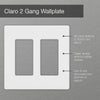 Claro 2 Gang Wall Plate for Decorator/Rocker Switches, Satin, Architectural White (1-Pack)