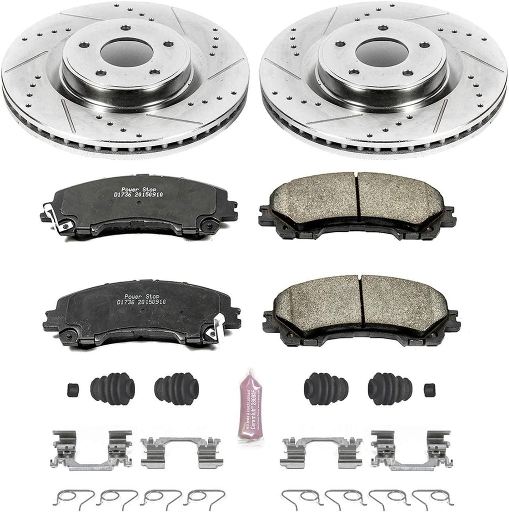 K6944 Front Z23 Carbon Fiber Brake Pads with Drilled & Slotted Brake Rotors Kit