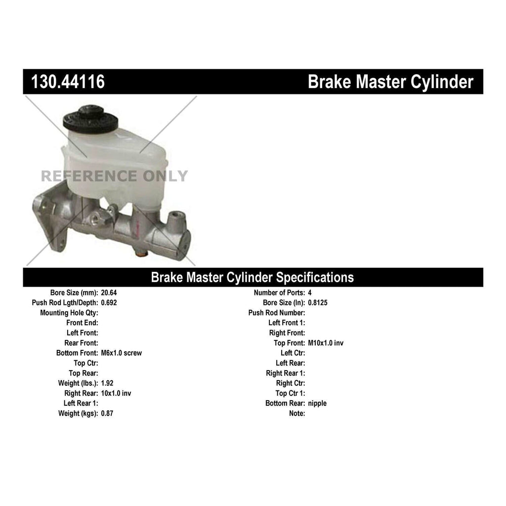 Centric Brake Master Cylinder for Prizm, Corolla 130.44116