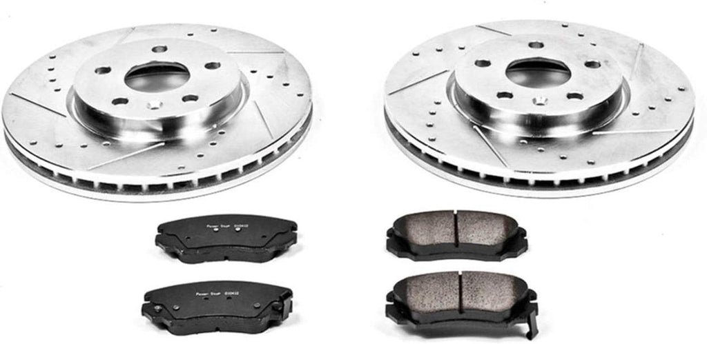 K5334 Front Z23 Carbon Fiber Brake Pads with Drilled & Slotted Brake Rotors Kit