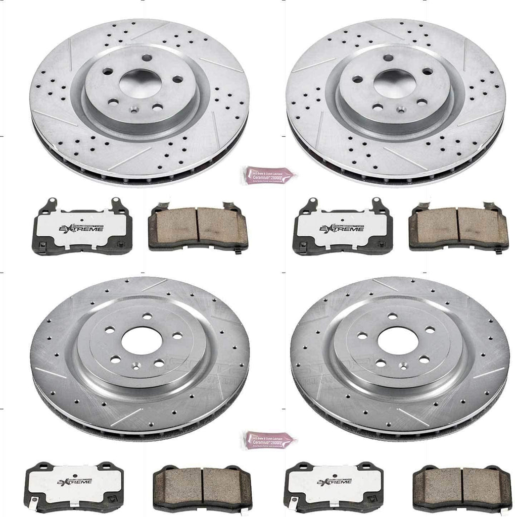K5603-26 Front and Rear Z26 Carbon Fiber Brake Pads with Drilled & Slotted Brake Rotors Kit
