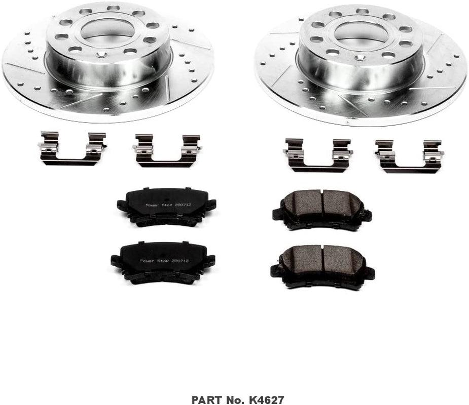 K4627 Rear Z23 Carbon Fiber Brake Pads with Drilled & Slotted Brake Rotors Kit