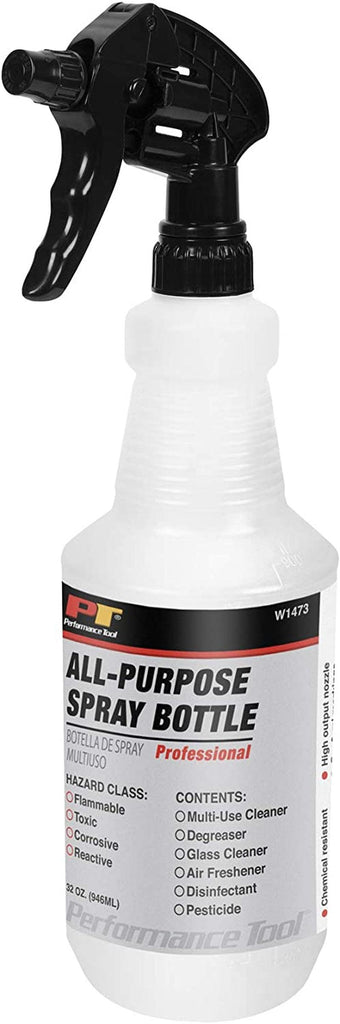 W1473 Heavy Duty 32 Oz. Spray Bottle - Professional Grade Chemical Resistant Sprayer for Auto, Home, Garden and Industrial Use