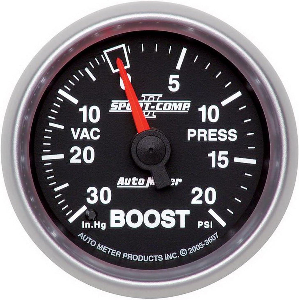 3607 Sport-Comp II 2-1/16" 30 In. Hg/20 PSI Mechanical Vacuum/Boost Gauge