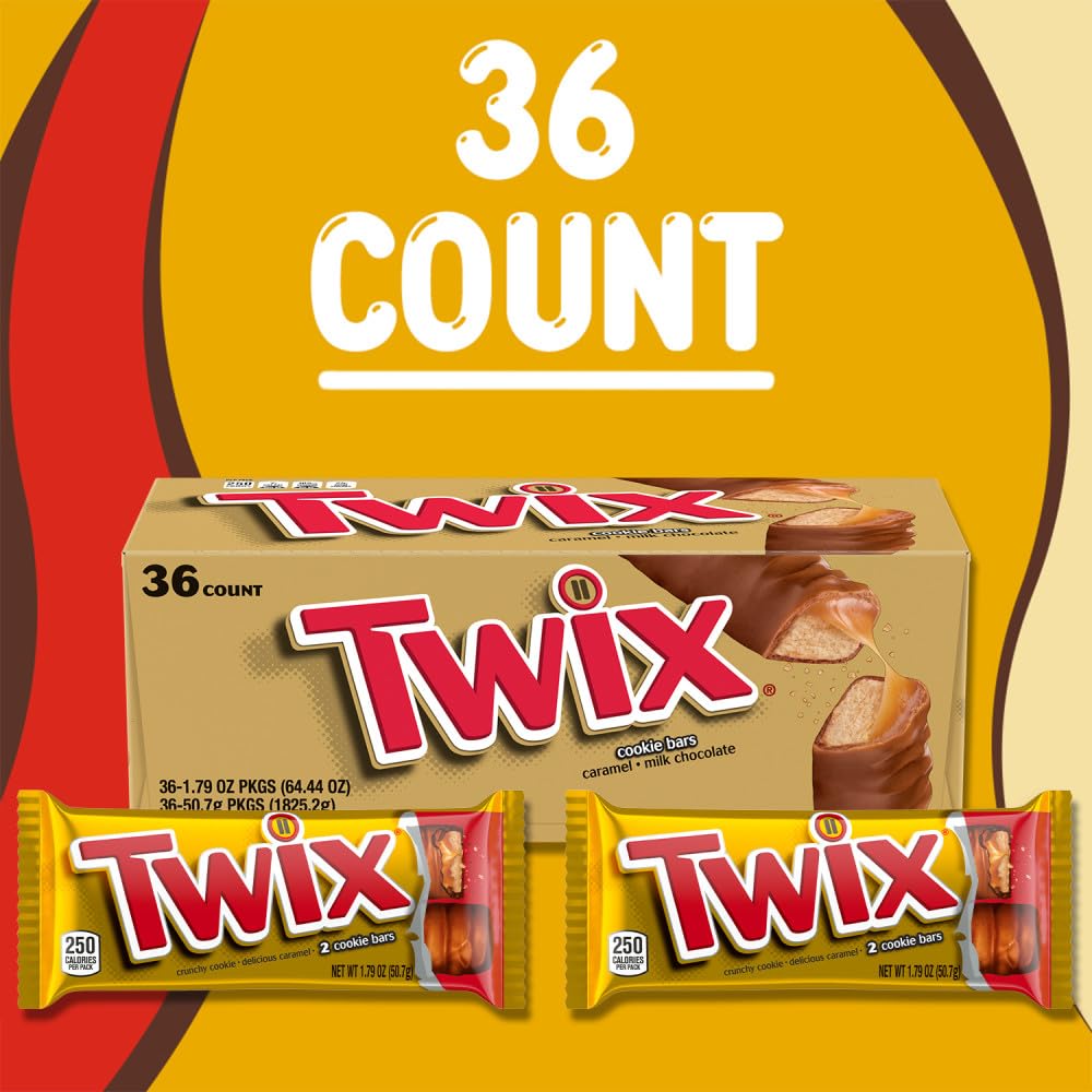 TWIX Full Size Caramel Chocolate Cookie Candy Bar, 1.79 oz. 36-Count Box