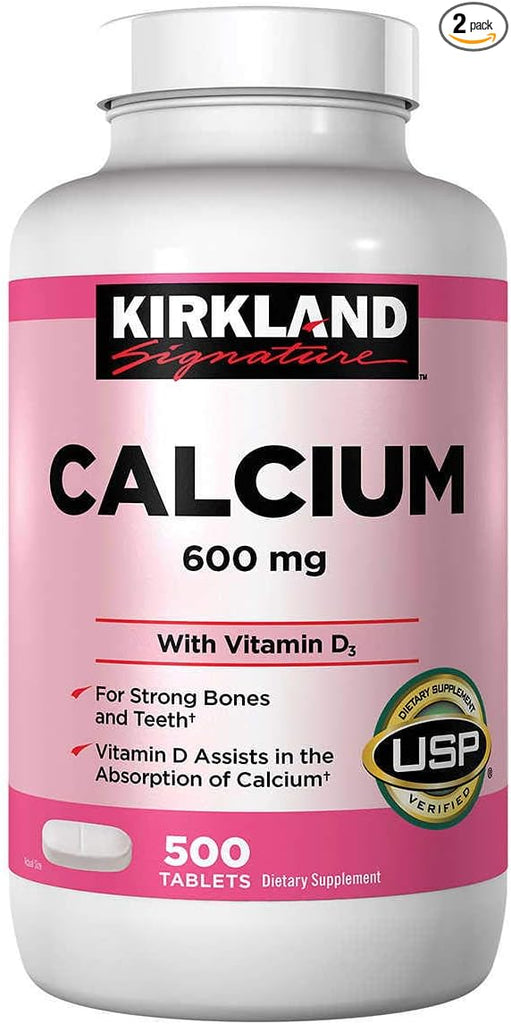 Kirkland Signature Calcium 600 mg. with Vitamin D3, 500 Tablets (2 Pack)